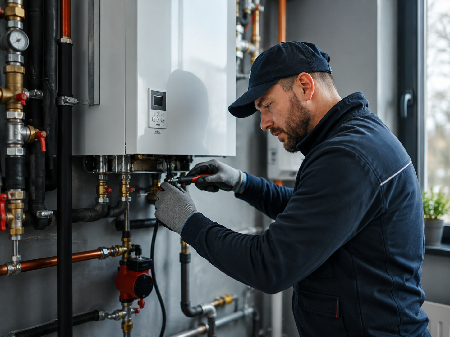 Plombier-chauffagiste sur chantier — Riorges